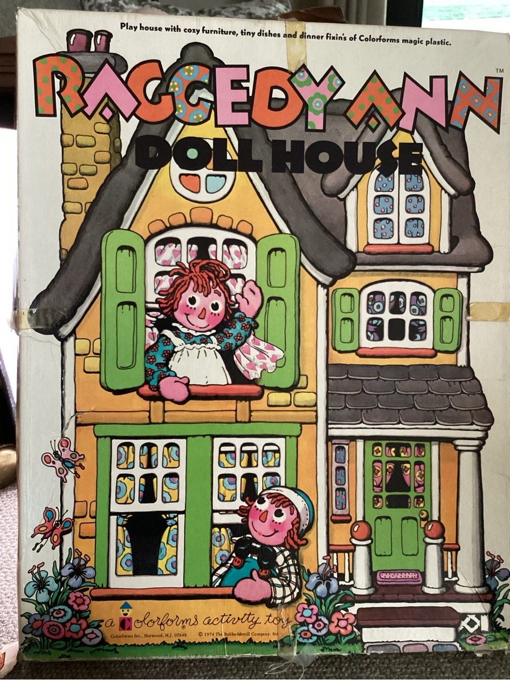 vintage Raggedy Ann Doll House play set by Colorforms